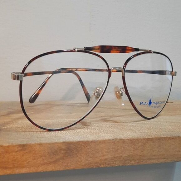VINTAGE Polo Sport Ralph Lauren Eyeglass Frame, Rx'able metal, Aviator 63-13-145 - Picture 3 of 6